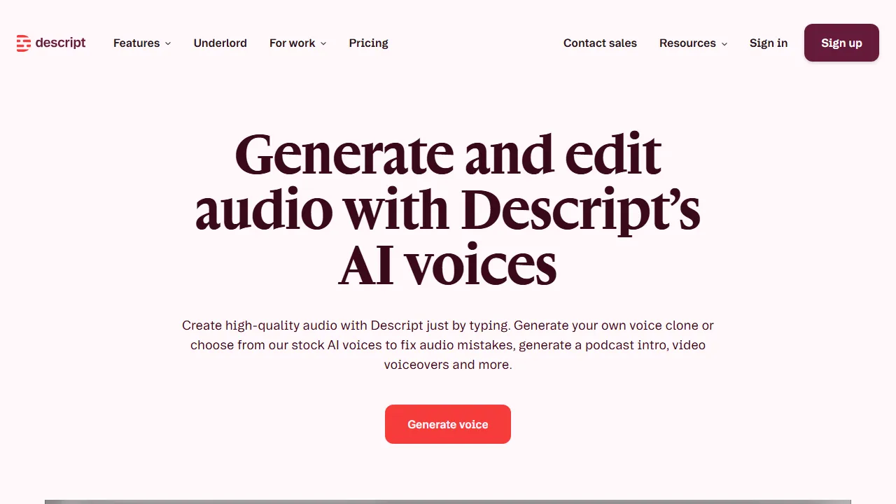 Descript AI Voiceのスクリーンショット