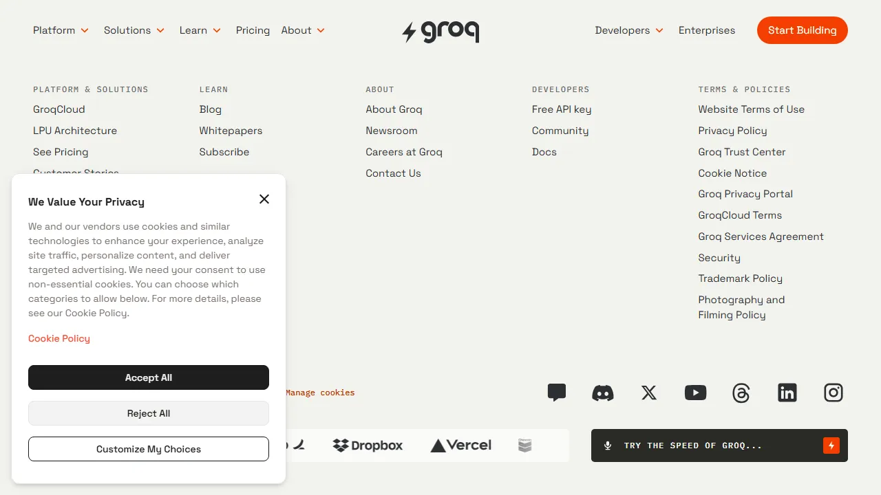 Groqのスクリーンショット